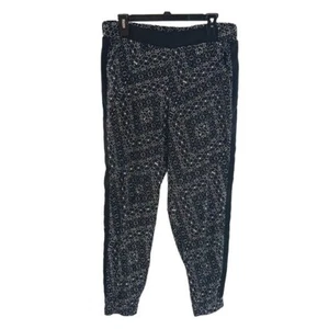 NYDJ Jogger Pants Black White Abstract Tapered Elastic Waist Womens Size M - Picture 1 of 7