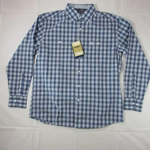Wrangler Men's George Strait Long Sleeve Relaxed Fit Plaid Button Shirt Blue/Whi - Picture 1 of 2