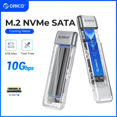 ORICO M.2 NVMe SATA SSD Enclosure Adapter USB 3.2 Gen2 Type-C 10Gbps UASP TRIM - Image 1 of 4