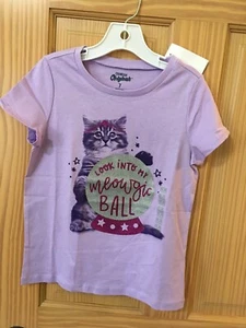 NWT Oshkosh  Cat Kitty Kitten Shirt Top Girls Short Sleeve Purple many sizes - Picture 1 of 1