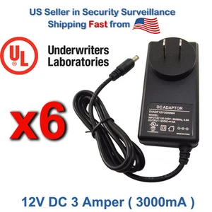 Adaptador cargador de fuente de alimentación de CA a CC 6x 12V CC 3 amperios 3000 mA 3A CA a CCTV LED - Imagen 1 de 4