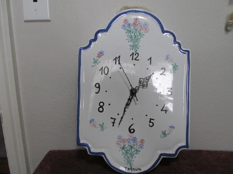 RARE Williams Sonoma Botanic Floral THYMUS Wall Clock ITALY 14.5" x 9 3/4" Cover