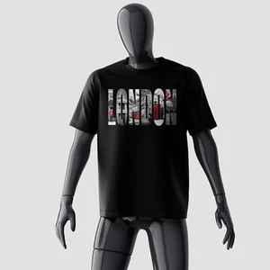 London T-Shirt – Iconic London Skyline Typography Tee | Unisex Heavy Cotton - Picture 1 of 10