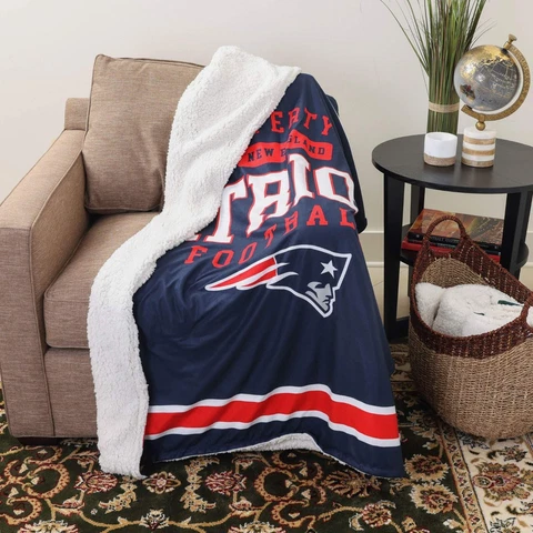 New England Patriots Sherpa Fleece Throw Blanket Soft Warm Blanket For Coach Cover