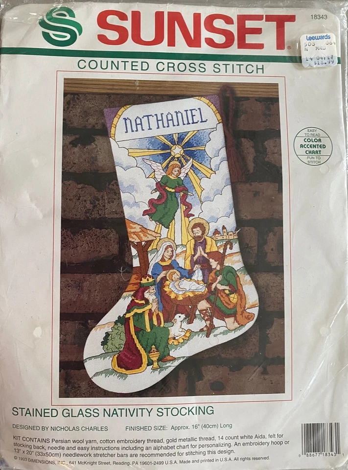 Stained Glass Nativity Christmas Stocking Kit by Sunset -  NEW! - Image 1 of 1