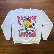 Vintage Tweety Bird Sweatshirt Medium Looney Tunes 90s Do I look Like I Care XL