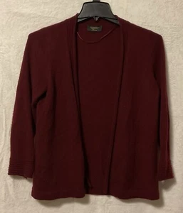 Charter Club Luxury 100% Cashmere Women’s Open Front Sweater Size Small Maroon - Picture 1 of 7