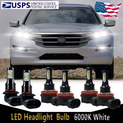For Honda Accord Crosstour 2010-2011 6X LED Headlight Bulbs Hi Lo Beam + Fog HKB - Image 1 of 4
