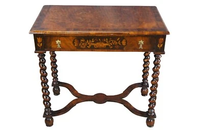 Antiguo tocador William & Mary caoba marquetería cebada torcido Foto 1 de 4