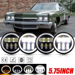 For 58-75 Chevrolet Bel Air 4PCS 5.75" LED Headlights Hi/Lo Beam DRL Angel Eyes - Picture 1 of 12
