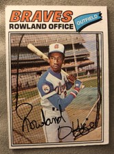 1977 Topps Rowland Office Baseball Card #524 Braves Outfield Low-To-Mid-Grade
