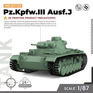 SSMODEL SS87713 1/87 HO Scale Railway Military Model Kit Pz.Kpfw.III Ausf.J - Picture 1 of 5