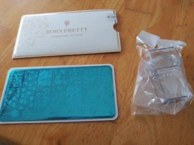 Placa de estampado de uñas con estampador y raspador diseños florales  Foto 1 de 3