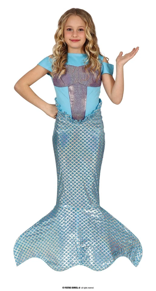 COSTUME SIRENETTA CARNEVALE VESTITO GUIRCA BAMBINA SIRENA PRINCIPESSA DEI MARI - Immagine 1 di 2