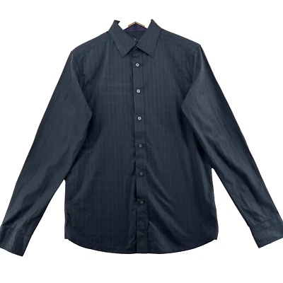 Marc Ecko Slim Fit Men's Size S Blue Striped Cotton Long Sleeve Casual Shirt - Image 1 of 4