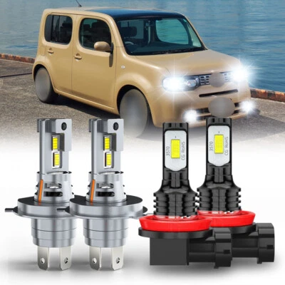 Kit de lâmpadas de neblina para Nissan Cube 2009-2014 4x 6000K farol de LED feixe alto/baixo - Imagem 1 de 4