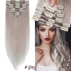 8 Pieces Clip In Real Remy 100% Human Hair Extensions Full Head Bleach White US
