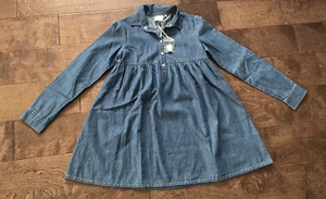 Primigi Girls Denim Dress Blue Long Sleeve Pink Snap Closure Size 8/130cm - Picture 1 of 8