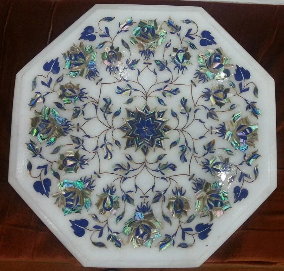 12" Marble Coffee Table Semi Precious Stone Pietra Dura Handmade Home Furniture - Image 1 of 1