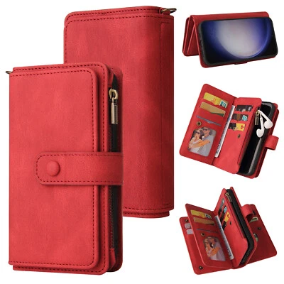 Case for Samsung S24 A54 A05 A15 A04E Zipper PU Leather Wallet Case Phone Cover - Image 1 of 4