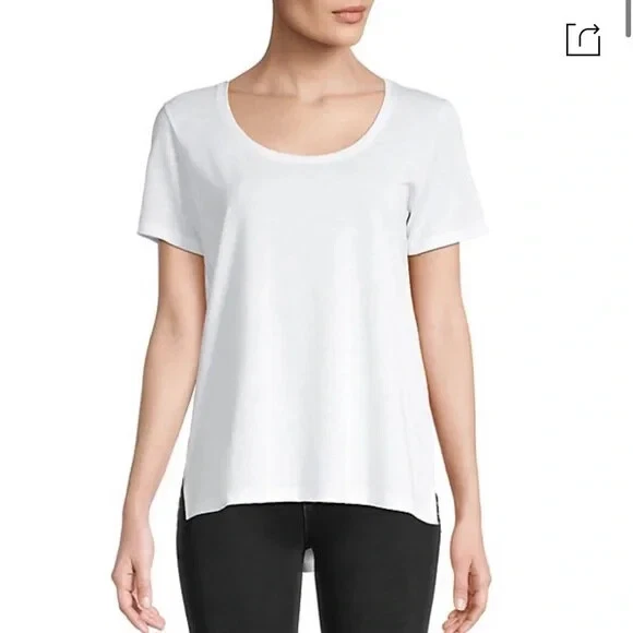 THEORY PINATI SEA SLUB BOAT NECK SHORT SLEEVE WHITE T-SHIRT SIZE MEDIUM-