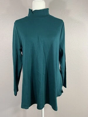 Túnica para mujer Chico's verde azulado 100 % Pima cuello falso cremallera trasera talla 2/L $69,50 nueva con etiquetas Foto 1 de 4