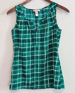 Banana Republic Sleeveless Tank Blouse Womens Size XS Green White Career Cami - Picture 1 of 6