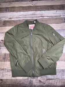 Levis Men S Bomber Jacket Ma-1 Military Green Lined Windbreaker Hipster Tag M - Picture 1 of 9