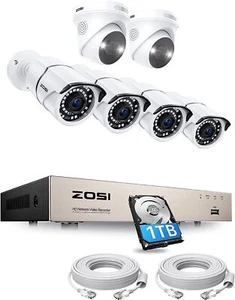 Sistema de seguridad para el hogar ZOSI 8 CANALES 5 MP 6 piezas con cable PoE IP AI H.265 + 1 TB 24/7 - Imagen 1 de 9