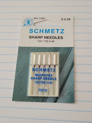 AGUJAS PARA MÁQUINA DE COSER SCHMETZ MICROTEX AFILADAS 70/10 - PAQUETE DE 5 PIEZAS #1729 Foto 1 de 3