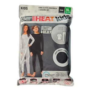 32 Degrees Heat Kids Thermal Set Black Long Sleeve Shirt Leggings Size XL 16/18 - Picture 1 of 4