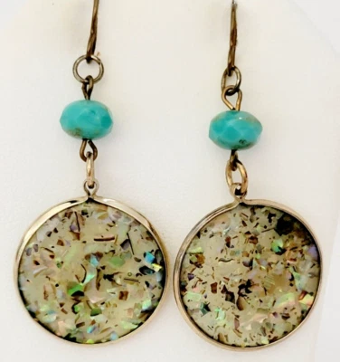 Висячие серьги-капли из акриловой смолы с битами из абалона 2,25 дюйма L - 1 дюйм D - Изображение 1 из 4