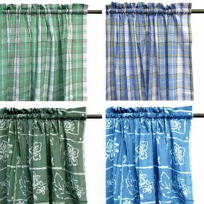 Pair of Polyester Cotton Printed Rod Pocket Unlined Curtains 115 x 213cm - Image 1 of 4