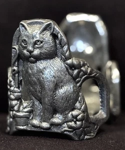 Vintage 1997 Pewter Cat Votive Candle Holder — Tea Light Figurine - Picture 1 of 4