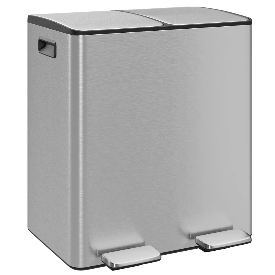 Treteimer 2x20 Liter Edelstahl Mülleimer Tretmülleimer Müllbehälter Abfalleimer - Bild 1 von 1