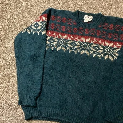 Vintage Eddie Bauer Legends Christmas Colored Sweater Green Wool Men’s XXL 90s - Image 1 of 4