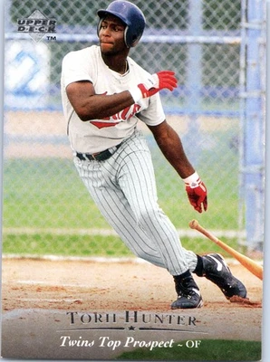 1994 UPPER DECK BASEBALL TORII HUNTER ROOKIE PROSPECT CARD #128 TWINS - Image 1 of 2