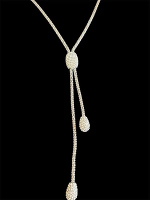 Chico's Rhinestone Lariat Necklace, Clear Pave Crystal Rhinestones-Adjustable - Image 1 of 4