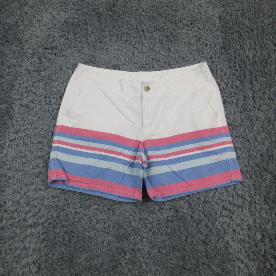 Columbia PFG Pantalones Cortos Mujer 10 Blanco Rosa Azul Rayas Algodón Informal Playa 32x6* Foto 1 de 4