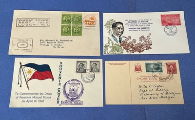 LOT PHILIPPINES x4! WWII CENSOR ON US POSTAL STATIONERY +POSTAL CARD LETTER +FDC - Image 1 of 2