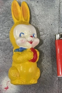 Vintage Easter vinyl rubber squeaker yellow bunny rabbit toy - Picture 1 of 5