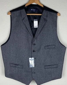 NWT Cremieux Wool Vest Waistcoat Black Gray Herringbone Button Men’s XL - Picture 1 of 7
