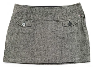 Minifalda vintage Tommy Jeans espiga gris mezcla de lana Y2K talla 9 - Imagen 1 de 6
