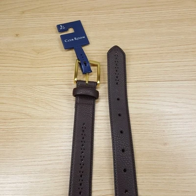 Пояс CLUB ROOM мужской размер большой 38 40 темно-коричневый барокко перфорированная золотая пряжка - Изображение 1 из 4