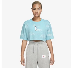 Jordan Nike Womans Size Xl Graffic Crop Top Clouds NWT Blue Athletic - Picture 1 of 6