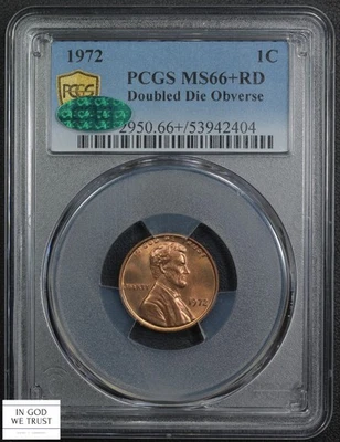 1972 Red Doubled Die Anverse DDO Die#1 Memorial Cent PCGS MS 66+ Plus RD CAC - Imagem 1 de 4