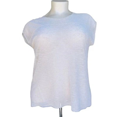 EILEEN FISHER Womens Size S Bone Sheer Slub Crepe Linen Blend top - Image 1 of 3