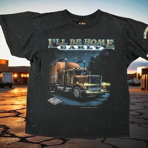 Vtg 94 Truckers Only 3D Emblem I’ll Be Home Early T Shirt L Jamboree Walcott IA - Picture 1 of 13