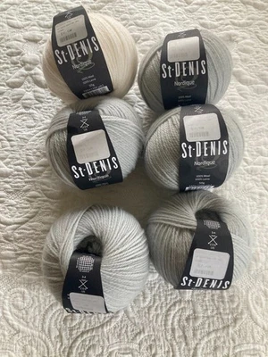 Hilo St. Denis Nordique ~ LOTE MIXTO DE 6~ 100% Lana Gris Plata (5) Blanco (1) Foto 1 de 4