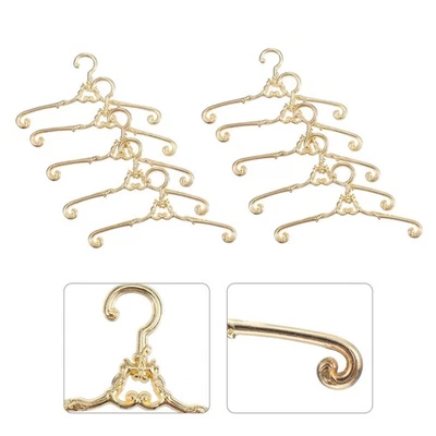 10pcs Legierungstämme kleine Kleiderbügel Mini für Mini -Retro -Puppen (golden) - Bild 1 von 4